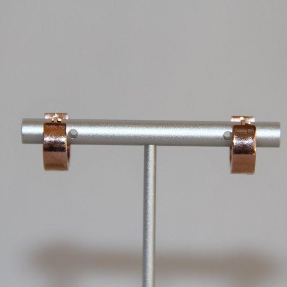 Nickho Rey Black Spinel Enamel Rose Gold Earrings - Picture 6 of 12